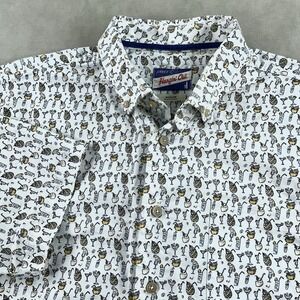 Johnnie-O Hanging Out Button Down Shirt Men's Medium Cocktail Print Short Sleeve